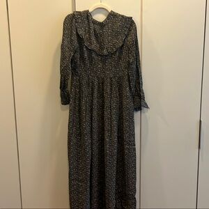 Doen Black and White Floral Long Sleeve Dress